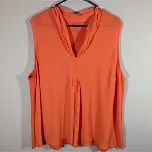 Soft Surroundings Blouse Women Plus 1X‎ Coral Sleeveless V-Neck Tunic Top